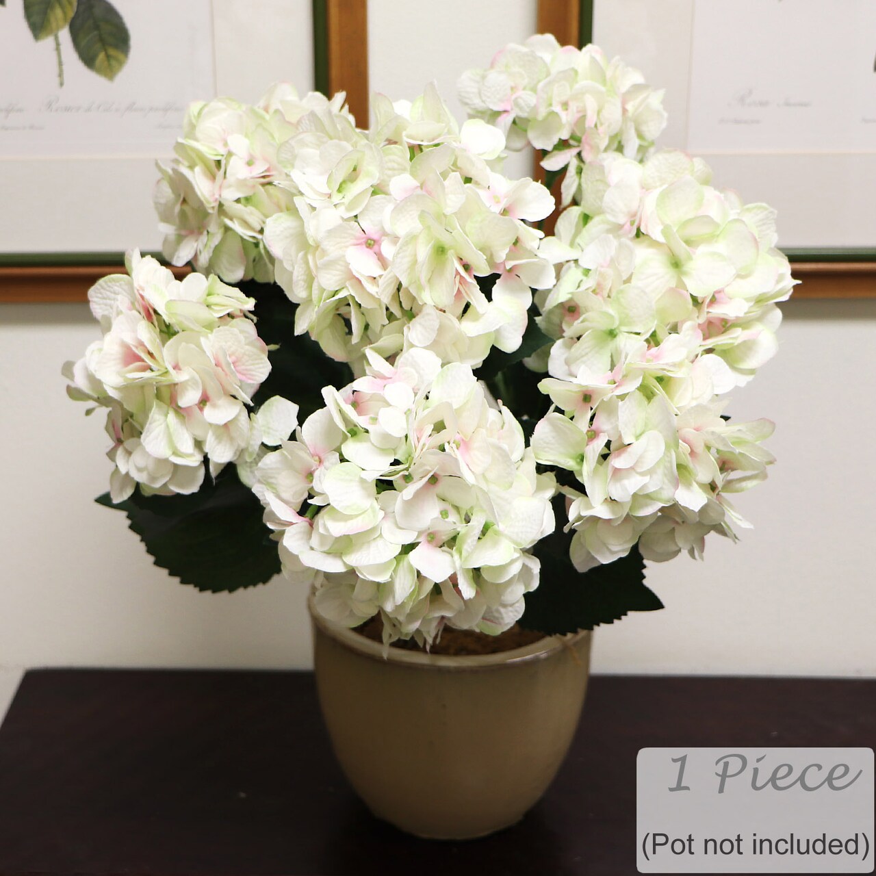 22-Inch White Pink Artificial Hydrangea Bush - Set of 7 Lifelike Heads - Versatile Decor for Weddings, Home, Arrangements, Wreaths - Premium Quality Silk Flower, Floral Home by Artificial Flowers